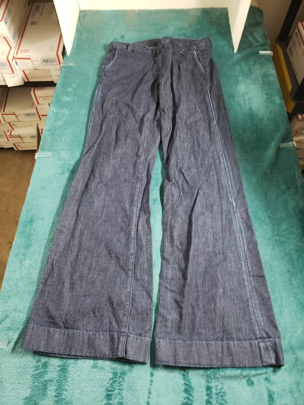 J.Crew Jeans Size 8 Women Blue Pants Stretch Denim Mid Rise Flared Wide Leg